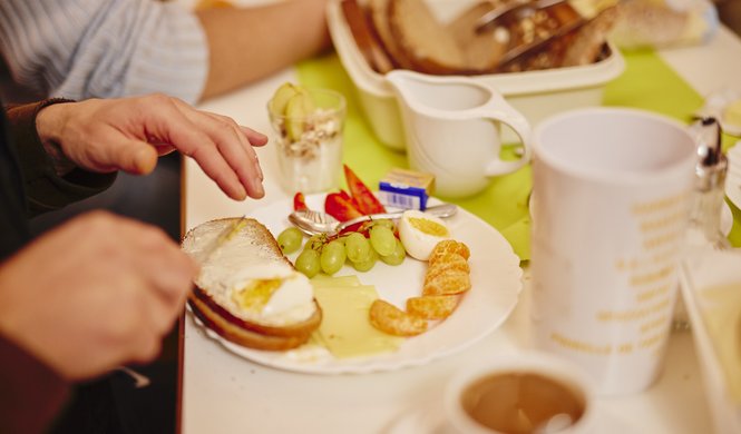 Breakfast plate at the Franziskustreff